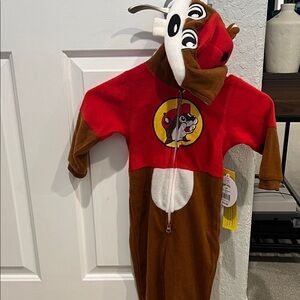 Buc-ees Red and Brown Beaver Onesie Costume